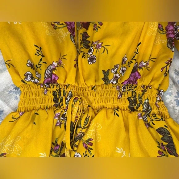Floral Yellow and Purple Women's Tunic Top - Picture 5 of 5